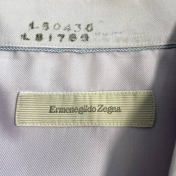 Ermenegildo Zegna Size M Dress Shirt Button Down Light Purple White Cuff Career - Picture 4 of 16